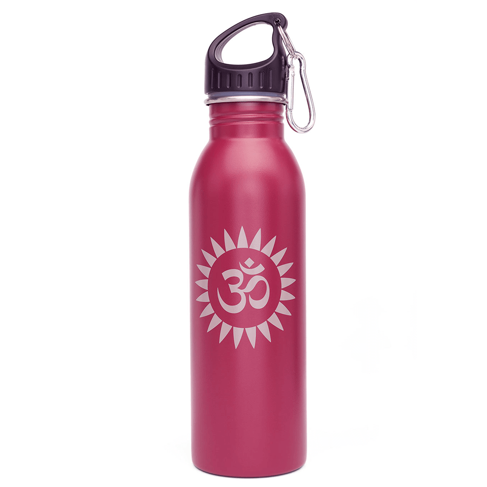 STAINLESS STEEL Flask - Μπουκάλι Νερού Γιόγκα από Ανοξείδωτο Χάλυβα - OM Sun - Burgundy 700ml - mykarma.gr