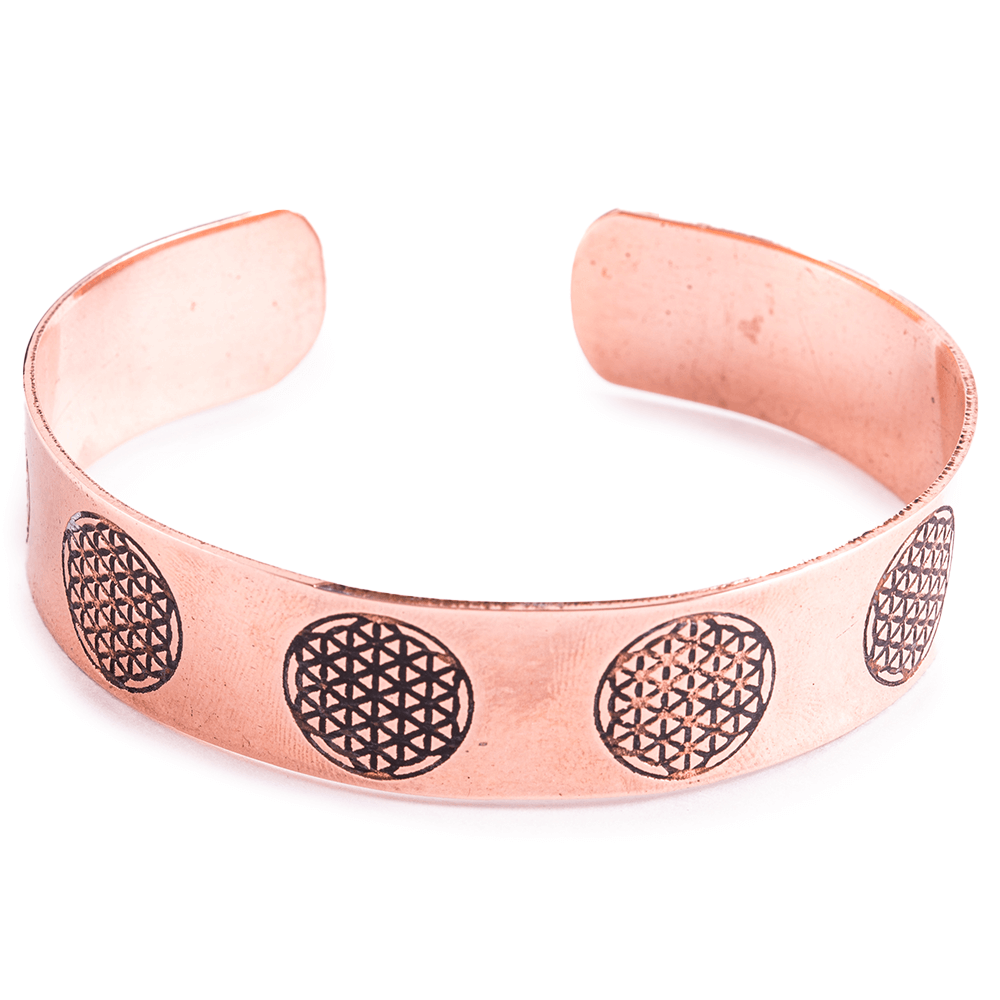Χειροποίητο Βραχιόλι Χάλκινο «Flower of Life» από 100% χαλκό Μέγεθος ρυθμιζόμενο Βάρος:33 γρ Πλάτος: 1,7 εκ - mykarma.gr