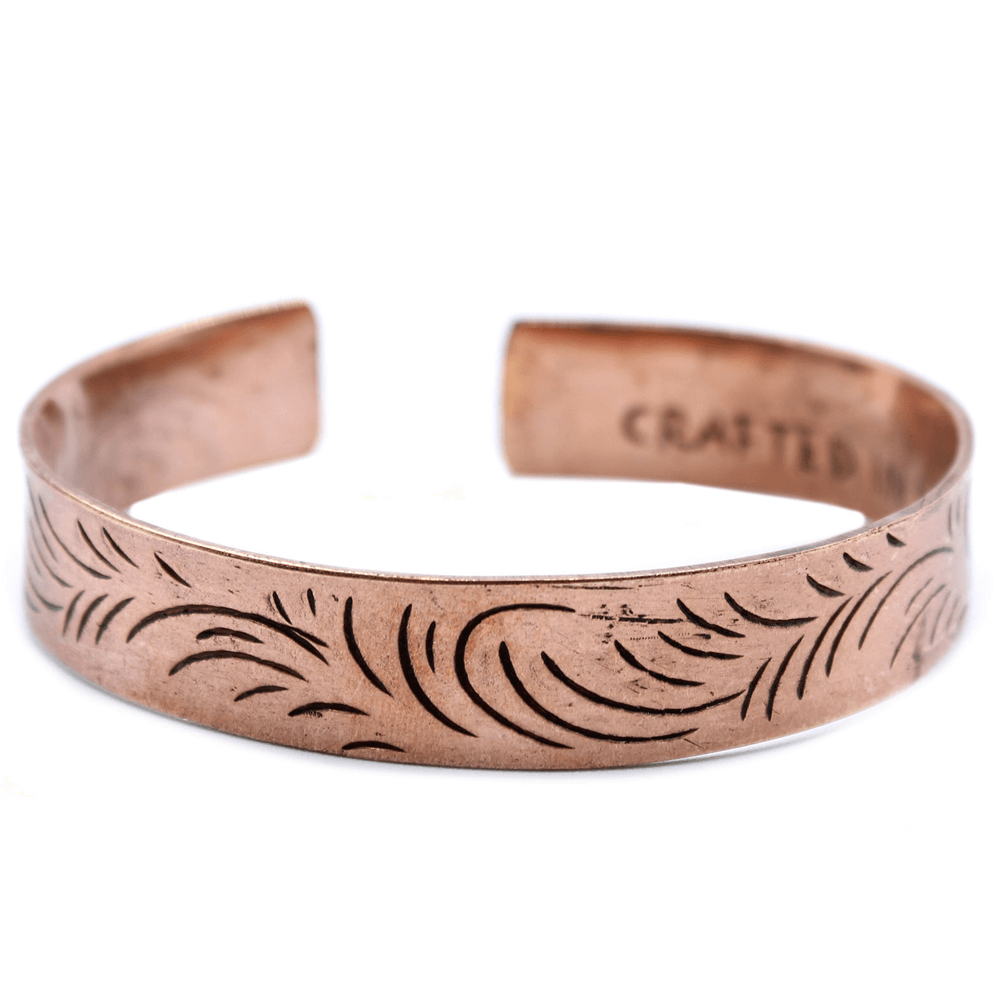 Βραχιόλι Χάλκινο Θιβετιανό «Wide Tribal Swirls»-χειροποίητο από το Νεπάλ - μέγεθος ρυθμιζόμενο Φάρδος: 1,5 cm Βάρος: 20 g - mykarma.gr