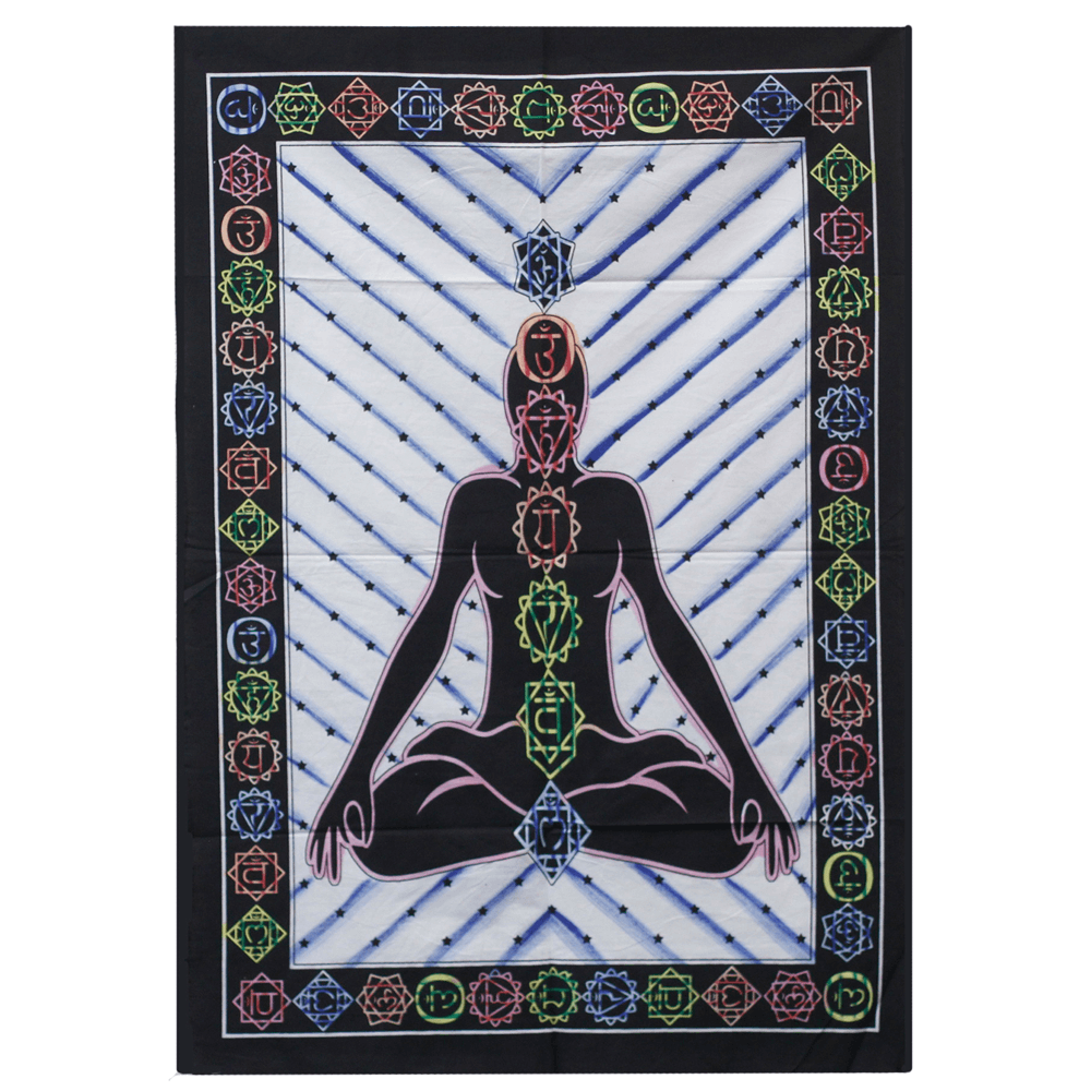 Κρεμαστά τοίχου από χειροποίητο βαμβάκι - Chakra Buddha Διαστάσεις: 115 x 75 cm - mykarma.gr