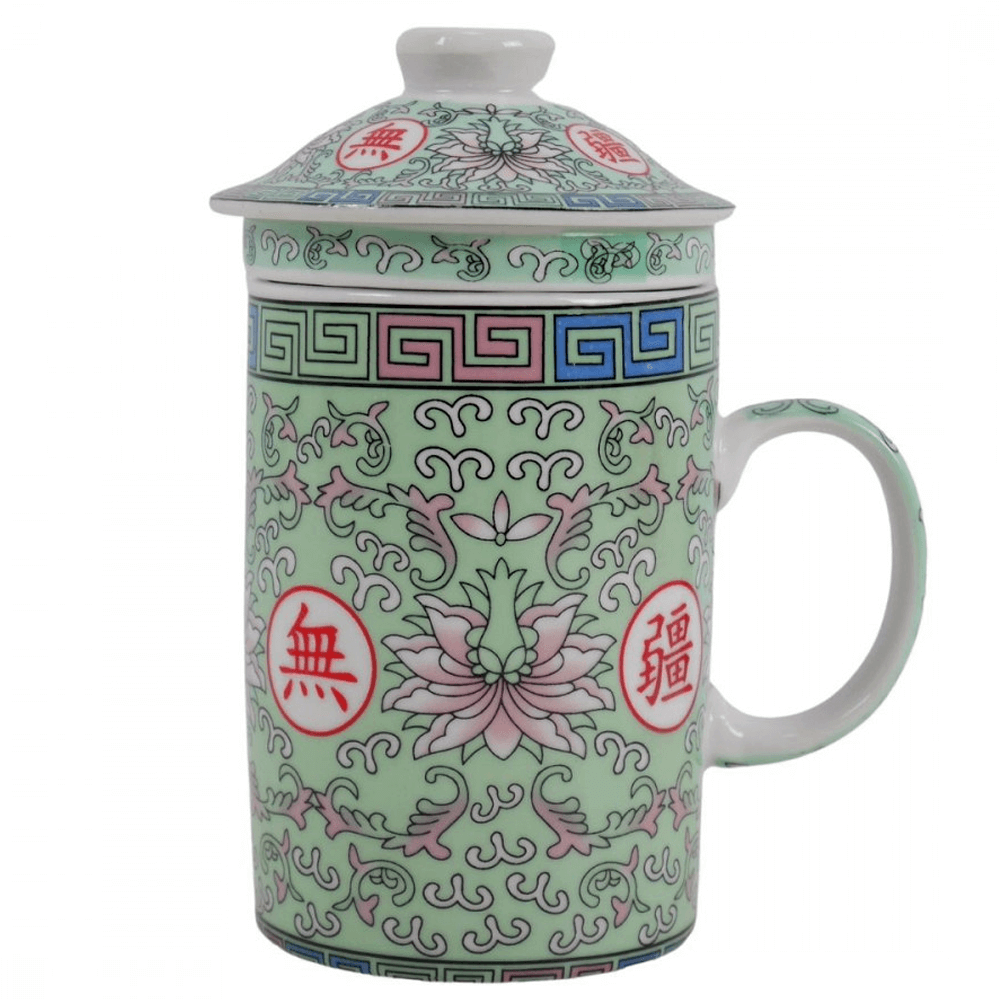 Ενα υπέροχο δώρο! Tea Infuser-Κούπα Πράσινη «Λωτός» με φίλτρο & καπάκι.Υλικό:Πορσελάνη Περιεκτικότητα:300ml - mykarma.gr