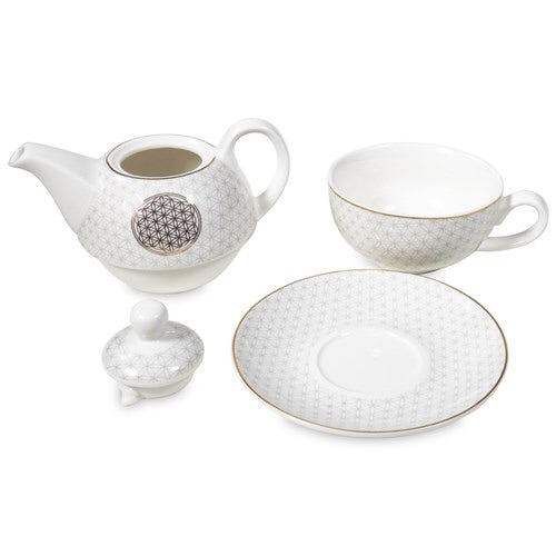 Σετ Τσαγιού απο πορσελάνη (Bone China) με Flower of Life. - mykarma.gr