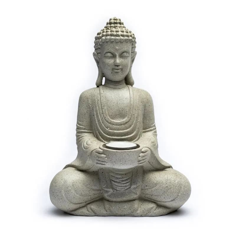 Διαλογισμός του Βούδα με κερί - πέτρινο γκρι χρώμα   Διαστάσεις: 27 εκ - mykarma.gr