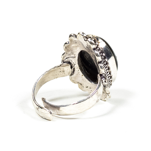 Δαχτυλίδι με Μαύρη Τουρμαλίνη (Black Tourmaline) & Ορειχαλκο (χωρίς νικέλιο). Μέγεθος ρυθμιζόμενο. - mykarma.gr