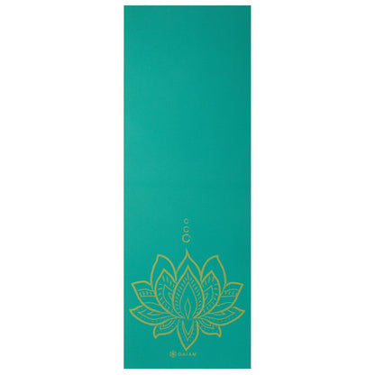Gaiam  Reversible Στρωμα Yoga Turquoise Lotus - 2 Διαφορέτικα σχέδια στο ίδιο στρώμα(2 όψεις) Διαστάσεις: Μήκος: 173 εκ Πλάτος: 61 εκ Πάχος: 6 mm - mykarma.gr
