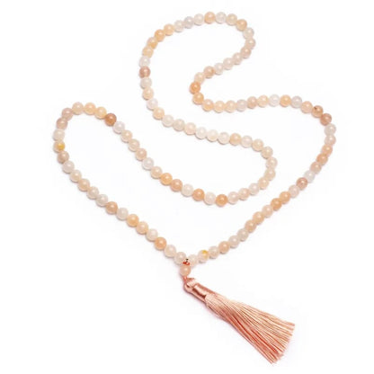 Mala από Ροζ Αβεντουρίνη (Pink Aventurine) & φούντα  -  108 χάντρες 0,8 cm + τσάντα.Μήκος: 100 cm  Βάρος: 105 g - mykarma.gr