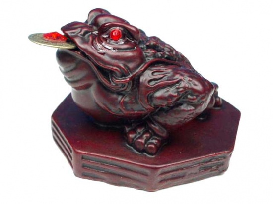 Μικρό αγαλματίδιο Feng Shui βάτραχος της Τύχης & Αφθονίας - κόκκινο.Διαστασεις 8 x 5cm.Βάρος: 200g - mykarma.gr