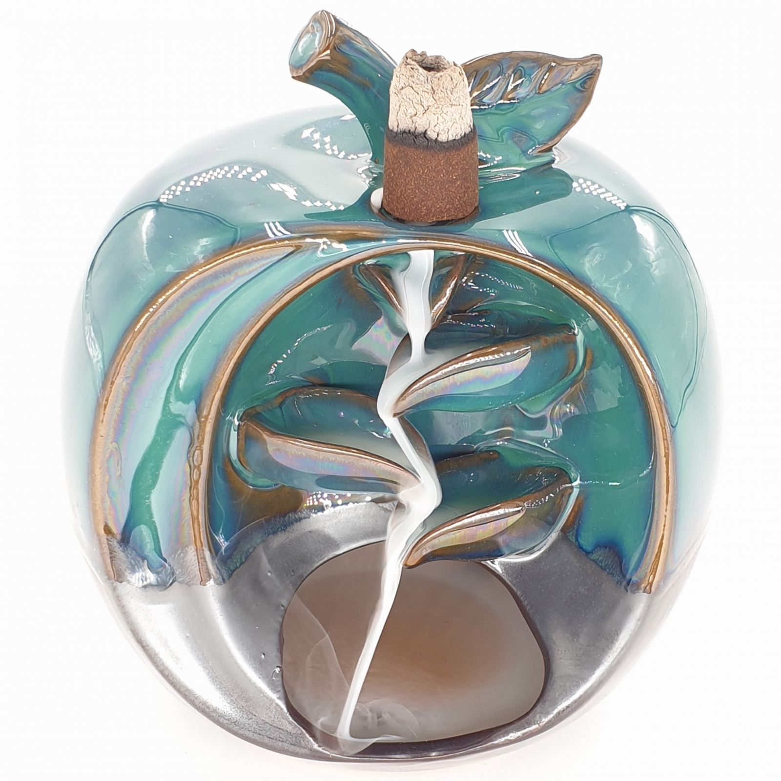 Κεραμικός Καυστήρας Apple Moss Green για κώνους BackFlow -φαινόμενο Καταρράκτη του καπνού.Βάρος: 410 γρ.Διαστάσεις:14 x 12 cm - mykarma.gr