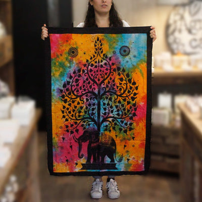 Κρεμαστά τοίχου-Κουβέρτα - Elephant Tree .Υλικο:βαμβάκι.Διαστάσεις: 78 × 112 cm - mykarma.gr