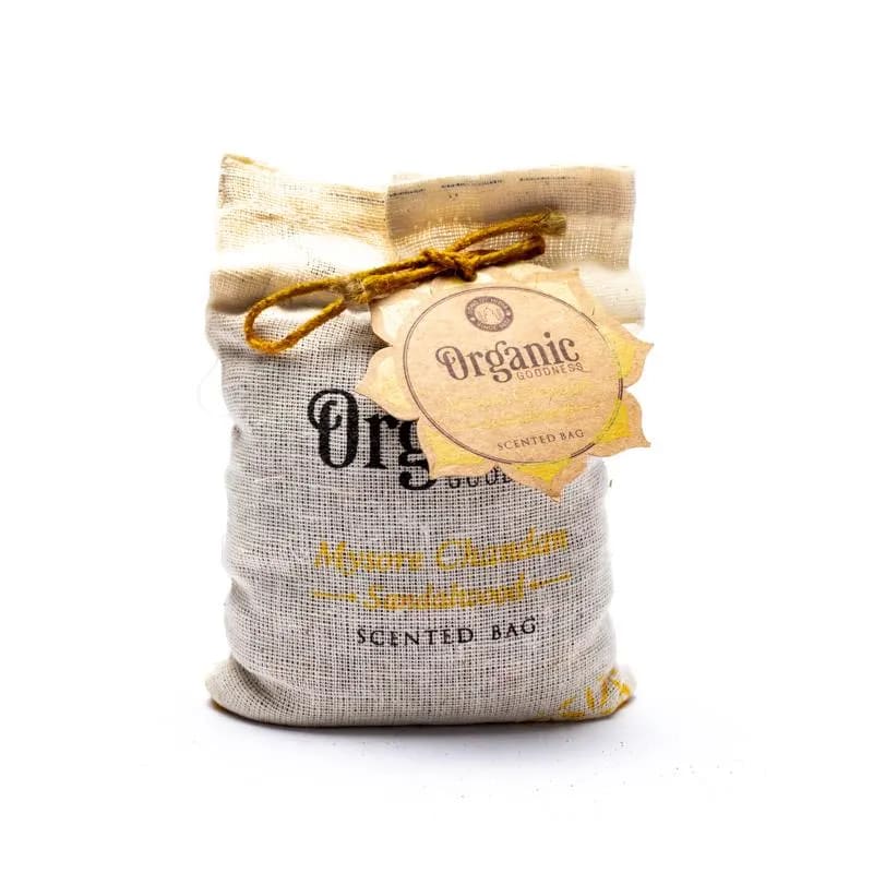 Organic Goodness Sandalwood-Οικολογικό & φυσικό αποσμητικό χώρου!!!Τσαντάκι με άρωμα Σανδαλόξυλο.Βάρος: 100 g - mykarma.gr