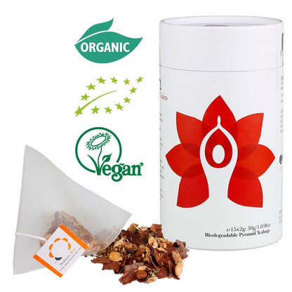 Solaris Vegan Οργανικό Τσάι Root 1o Chakra “I Am” - χωρίς καφεΐνη - περιέχει τζίντζερ, κανέλα & φλούδα κακάο  15 φακελάκια x 2 g - mykarma.gr