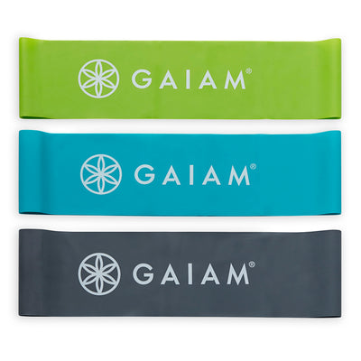 Gaiam -Set από 3 Pilates Restore Loop  Band Kit από φυσικό καουτσούκ - Light,Medium,Heavy - σε 3 χρώματα . - mykarma.gr
