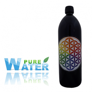 Μπουκάλι  "Miron" Violet Glass - με  έγχρωμο Flower of Life - Όγκος: 1000 ml Ύψος 27,8 cm Διάμετρος 8,5 cm - mykarma.gr