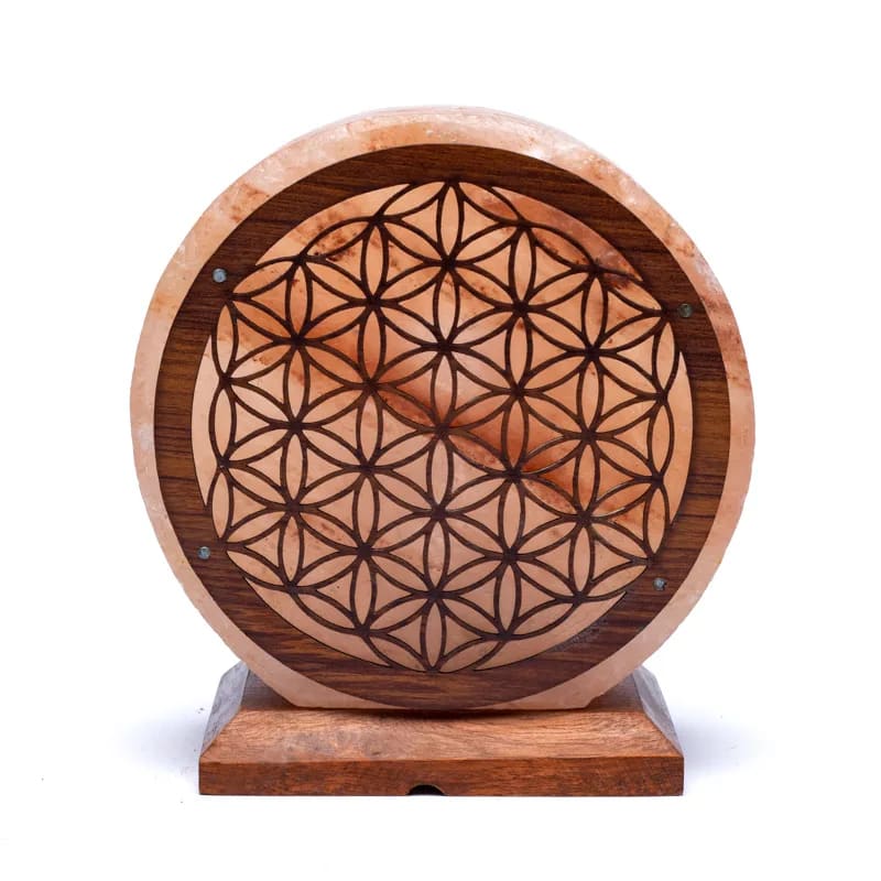Λάμπα απο αλάτι Ιμαλαΐων- “Flower of life” Πορτοκαλί-Καλώδιο + LED Βάρος: 5000 g. Διαστάσεις: ± 22x19x10 εκ - mykarma.gr