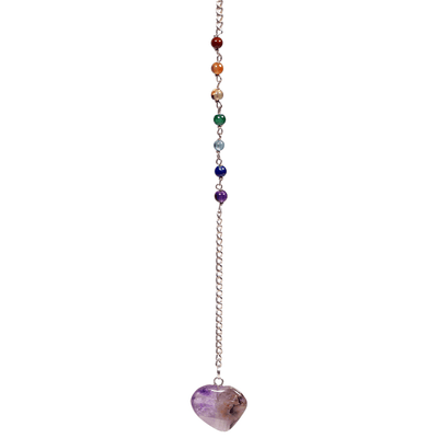 Εκκρεμές (Pendulum) - Αμέθυστος (Amethyst) & 7 Chakra ημιπολύτιμες πέτρες.Μέγεθος 3 cm Βάρος 16 g - mykarma.gr
