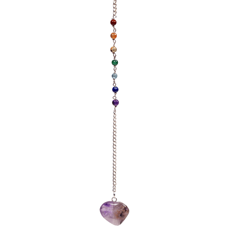 Εκκρεμές (Pendulum) - Αμέθυστος (Amethyst) & 7 Chakra ημιπολύτιμες πέτρες.Μέγεθος 3 cm Βάρος 16 g - mykarma.gr