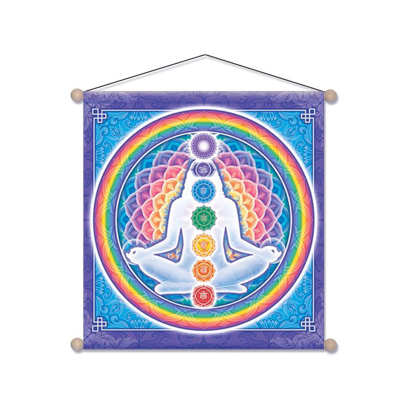 Κρεμαστά τοίχου-Meditation banner Light body and 7 Chakra. - Διαστάσεις: 37,5 × 37,5 cm - mykarma.gr