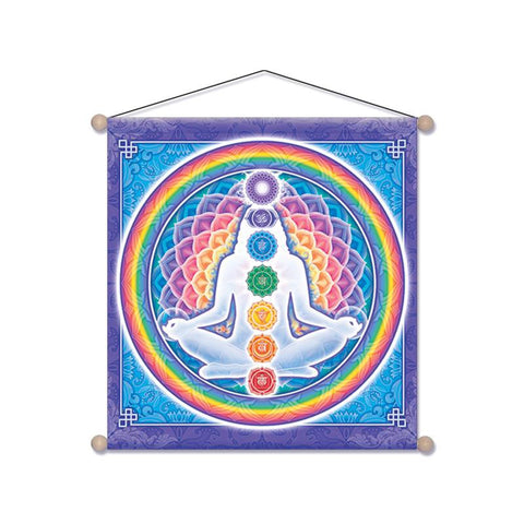 Κρεμαστά τοίχου-Meditation banner Light body and 7 Chakra. - Διαστάσεις: 37,5 × 37,5 cm - mykarma.gr