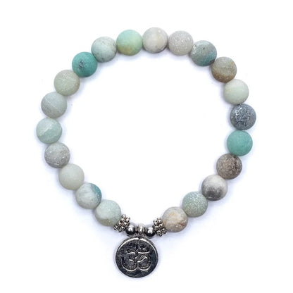 Mala / βραχιόλι με 21 χάντρες από Αμαζονίτη(Amazonite), με Ohm -ελαστικό.Διαστάσεις: 0,8 cm - mykarma.gr