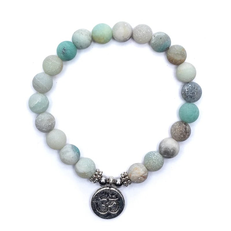 Mala / βραχιόλι με 21 χάντρες από Αμαζονίτη(Amazonite), με Ohm -ελαστικό.Διαστάσεις: 0,8 cm - mykarma.gr