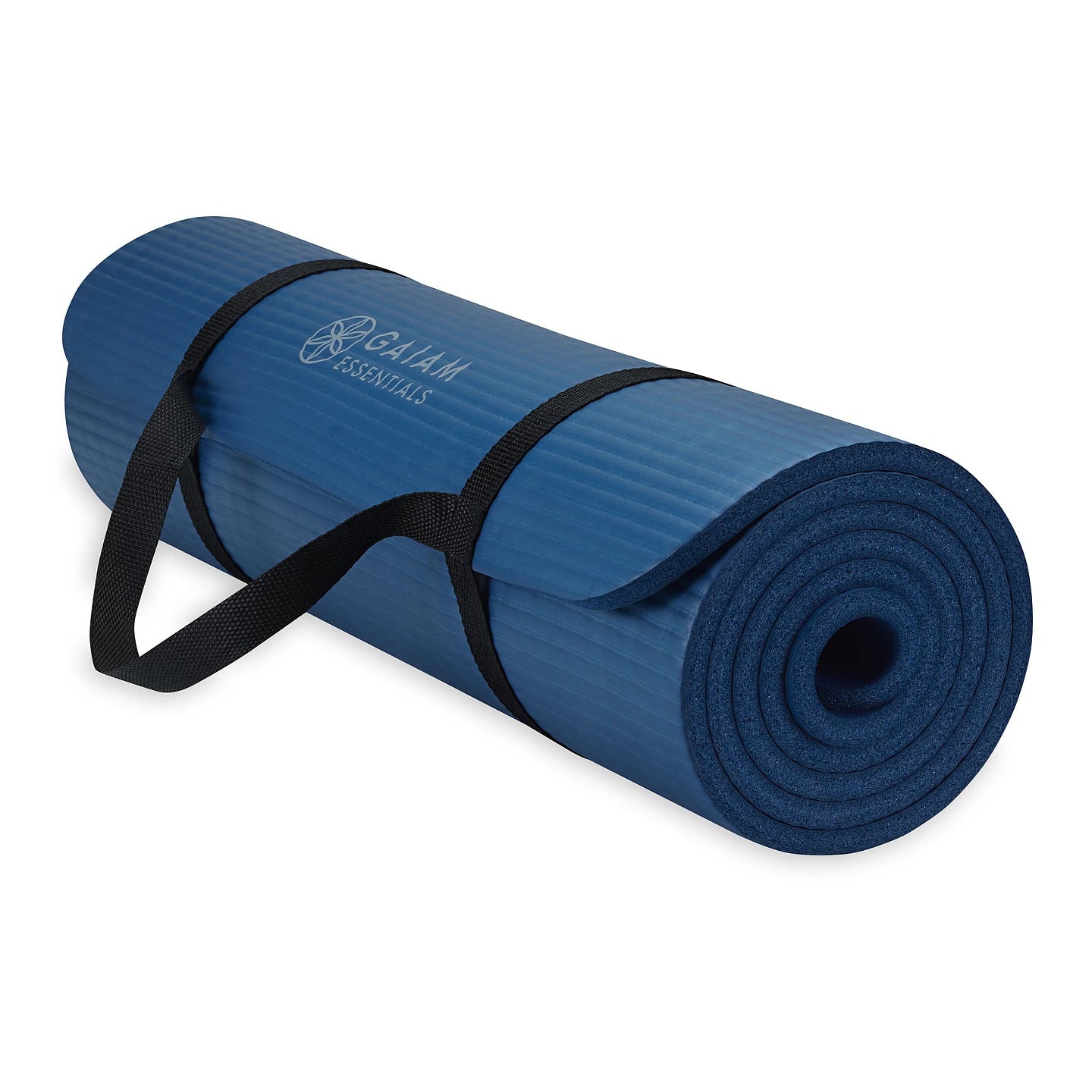 Gaiam Fitness mat- Στρώμα για Aerobic & Pilates + ιμάντας μεταφοράς δώρο - Navy.  10 mm  172 cm x 61 cm. - mykarma.gr
