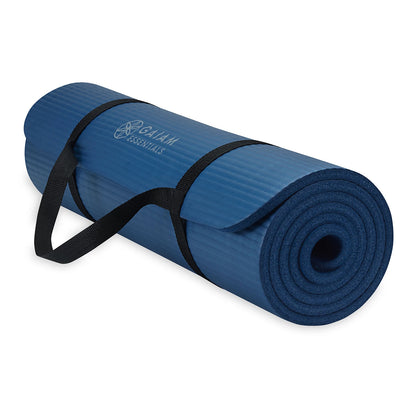 Gaiam Fitness mat- Στρώμα για Aerobic & Pilates + ιμάντας μεταφοράς δώρο - Navy.  10 mm  172 cm x 61 cm. - mykarma.gr