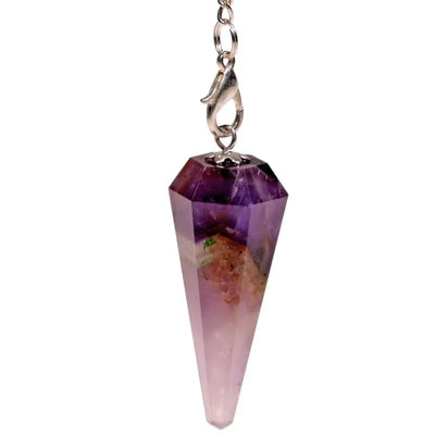 Εκκρεμές (Pendulum) - Αμέθυστος (Amethyst) & 7 Chakra ημιπολύτιμες πέτρες.Μέγεθος 3 cm Βάρος 16 g - mykarma.gr