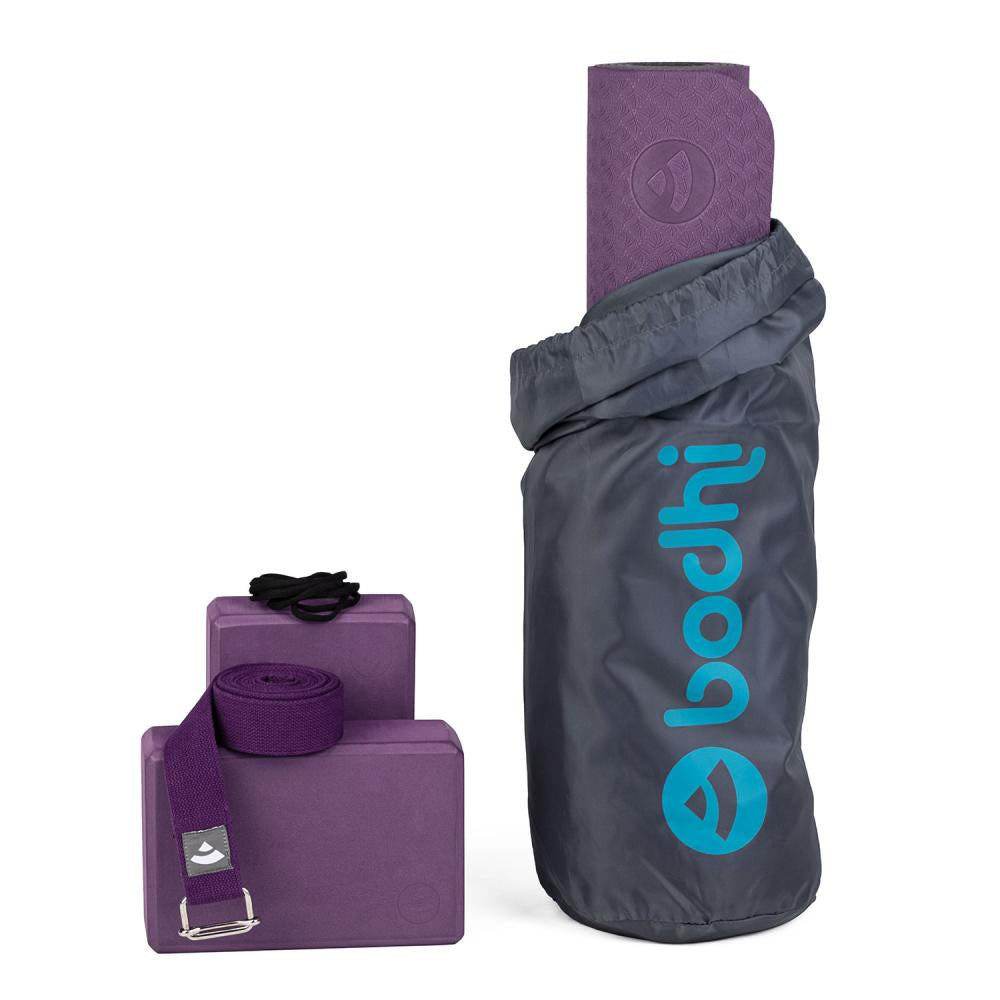 Bodhi Yoga Sets - Yoga Set Flow Purple - Στρώμα 183 x 60 cm 5 mm & 2 Block 22,8 x 15  x 7,6 cm & Ιμάντας 2,5 m x 3,8 cm - mykarma.gr