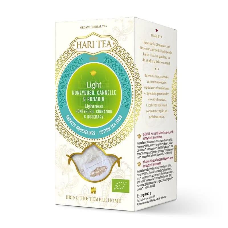 Organic Hari Tea Honeybush, Cinnamon & Rosemary - 10 x 2 g  ΣΑΚΟΥΛΑΚΙΑ Τσάι Μέλιτος,Κανέλα & Δεντρολίβανο - χωρίς καφεΐνη - mykarma.gr