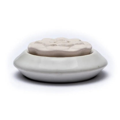 Αρωματική πέτρα/Aroma Stone Diffuser «Lotus» για Αιθέριο έλαιο - με λευκή βάση. Διαστάσεις 7,5 cm. - mykarma.gr