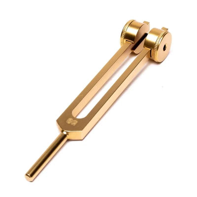 Tuning fork mid Ohm 136.10 Hz + Ραβδί. Υλικό:Αλουμίνιο Μέγεθος 20cm Χρώμα:Χρυσό. - mykarma.gr