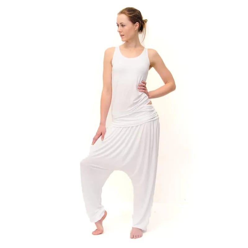 Γιόγκα Κολάν Yoga Pants Παντελόνα - Comfort Flow - λευκή  S-M - mykarma.gr