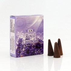 Κώνοι θυμιάματος Royal Lavender- Λεβάντα . Βάρος: 20 g.Περιεχει 10 κώνους + Βάση. - mykarma.gr