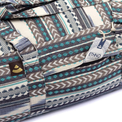 Bodhi Yoga Kit Mat Bag Ethno - Τσάντα Μεταφοράς για στρώμα - βαμβάκι - μαύρο/άσπρο/μπλε . Διαστάσεις 63cm x 20cm x 23cm - mykarma.gr