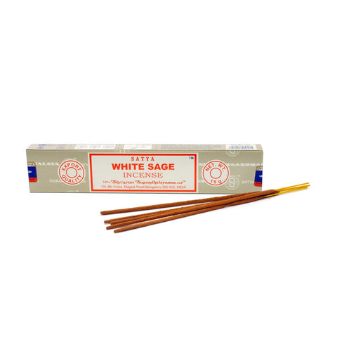 Αρωματικά Στικ Satya Agarbatti - White Sage - Λευκό Φασκόμηλο. Βάρος: 15 g - mykarma.gr