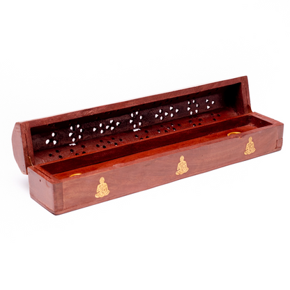Καυστήρας για Στικ & Κώνους(joss stick)κουτί αποθήκευσης-Buddhas. Μέγεθος 30cm Υλικό:Ξύλο. - mykarma.gr