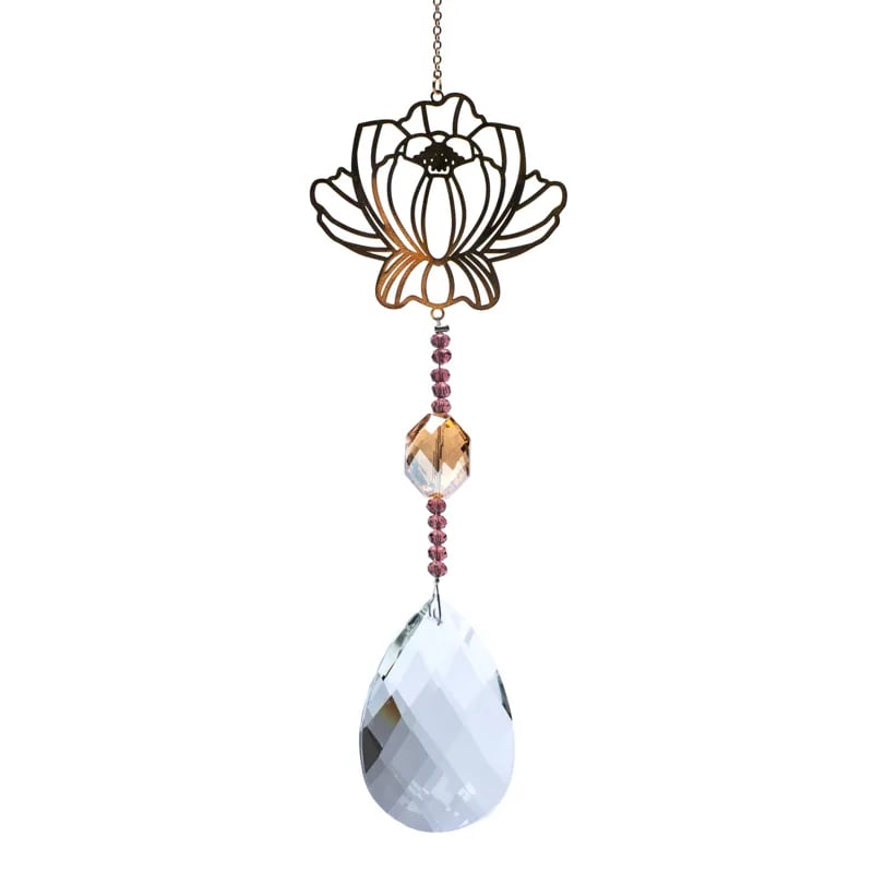 Κρύσταλλοι Feng Shui-Κρεμαστο- Lotus & Κρυστάλλινη σφαίρα. Διαστάσεις: 30 εκ - mykarma.gr