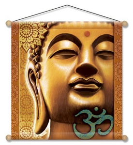 Κρεμαστά τοίχου-Meditation banner - Golden Buddha  Διαστάσεις: 37,5 × 37,5 cm - mykarma.gr