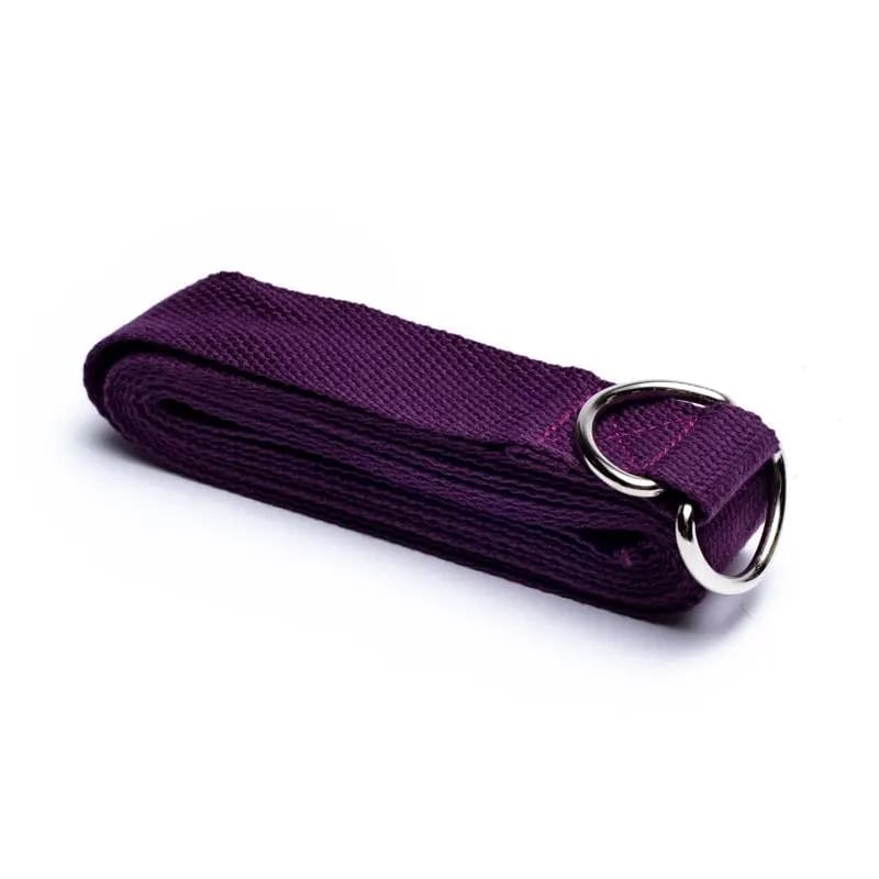 Ιμάντας γιόγκα D-Ring - μωβ χρώμα - βαμβάκι 250x4 εκ - mykarma.gr