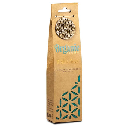 Organic Goodness White Sage Cones -Χειροποίητοι 100% οικολογικοί κώνοι & βάση - με Αιθέριο Έλαιο Λευκό Φασκόμηλο - 72 g  12 κώνοι - mykarma.gr