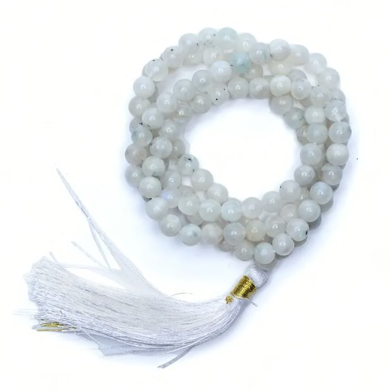 Mala Moonstone-Λευκή Φεγγαρόπετρα - ποιότητα ΑΑ - 108 χάντρες 0,5 cm + τσάντα - mykarma.gr