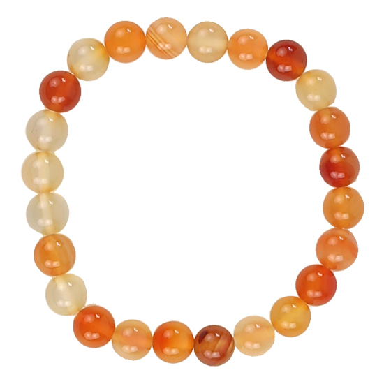 Ελαστικό Βραχιόλι Καρνεόλη(Carnelian) Διαστάσεις: 19 εκ  Χάντρες ± 8 mm. - mykarma.gr