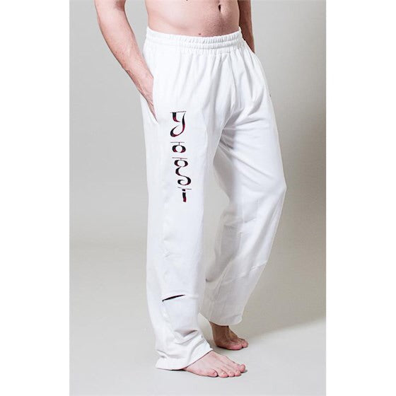 Ανδρική παντελόνα για Γιόγκα  - μακρύ λευκή    M-L - mykarma.gr
