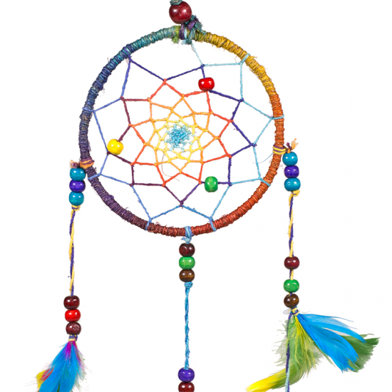 Dreamcatcher Ονειροπαγίδα  ουράνιο τόξο S.  Διαστάσεις: 11 × 25 cm - mykarma.gr