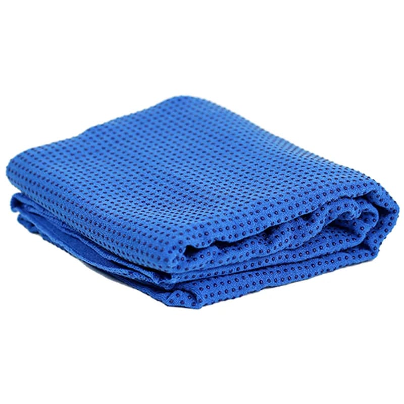 Yoga Towel-Πετσέτα -αντιολισθητική-επικάλυψη PVC - μπλέ + θήκη. Βάρος: 500 g. Διαστάσεις: 183 × 65 εκ. - mykarma.gr
