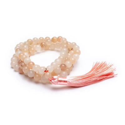 Mala από Ροζ Αβεντουρίνη (Pink Aventurine) & φούντα  -  108 χάντρες 0,8 cm + τσάντα.Μήκος: 100 cm  Βάρος: 105 g - mykarma.gr