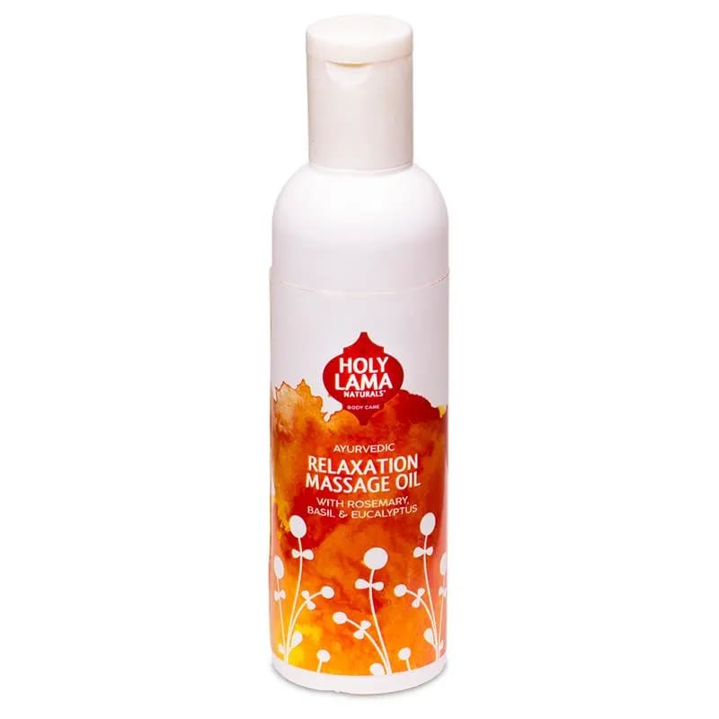 Holy Lama Ayurvedic Massage Oil Relaxation- Λάδι για Μασάζ  Χαλαρωτικό με αιθέριο έλαιο Δεντρολίβανο,Ευκάλυπτο & Βασιλικό  100 ml - mykarma.gr