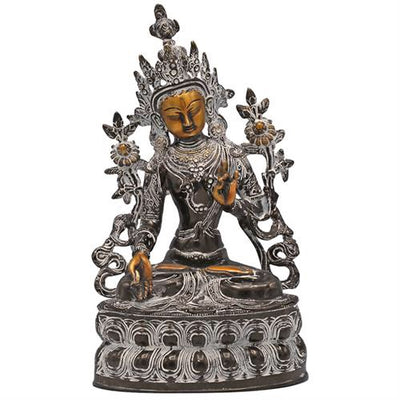White Tara - Λευκή Τάρα- άσπρο φινίρισμα. Μέγεθος: 35,5cm Βάρος: 2500 γρ. Υλικό:Ορείχαλκος - mykarma.gr