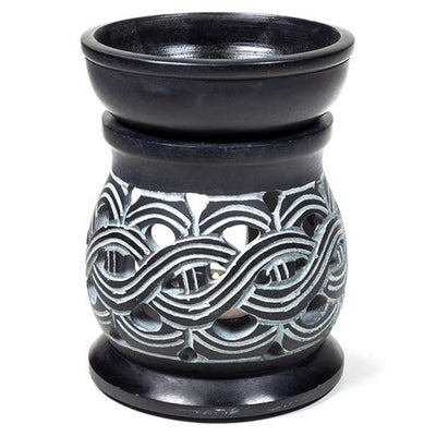 Καυστήρας απο μαύρη σαπούνοπετρα - "Celtic Knot" - με αφαιρούμενο δοχείο λαδιού 12cm - mykarma.gr