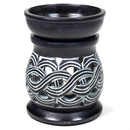 Καυστήρας απο μαύρη σαπούνοπετρα - "Celtic Knot" - με αφαιρούμενο δοχείο λαδιού 12cm - mykarma.gr